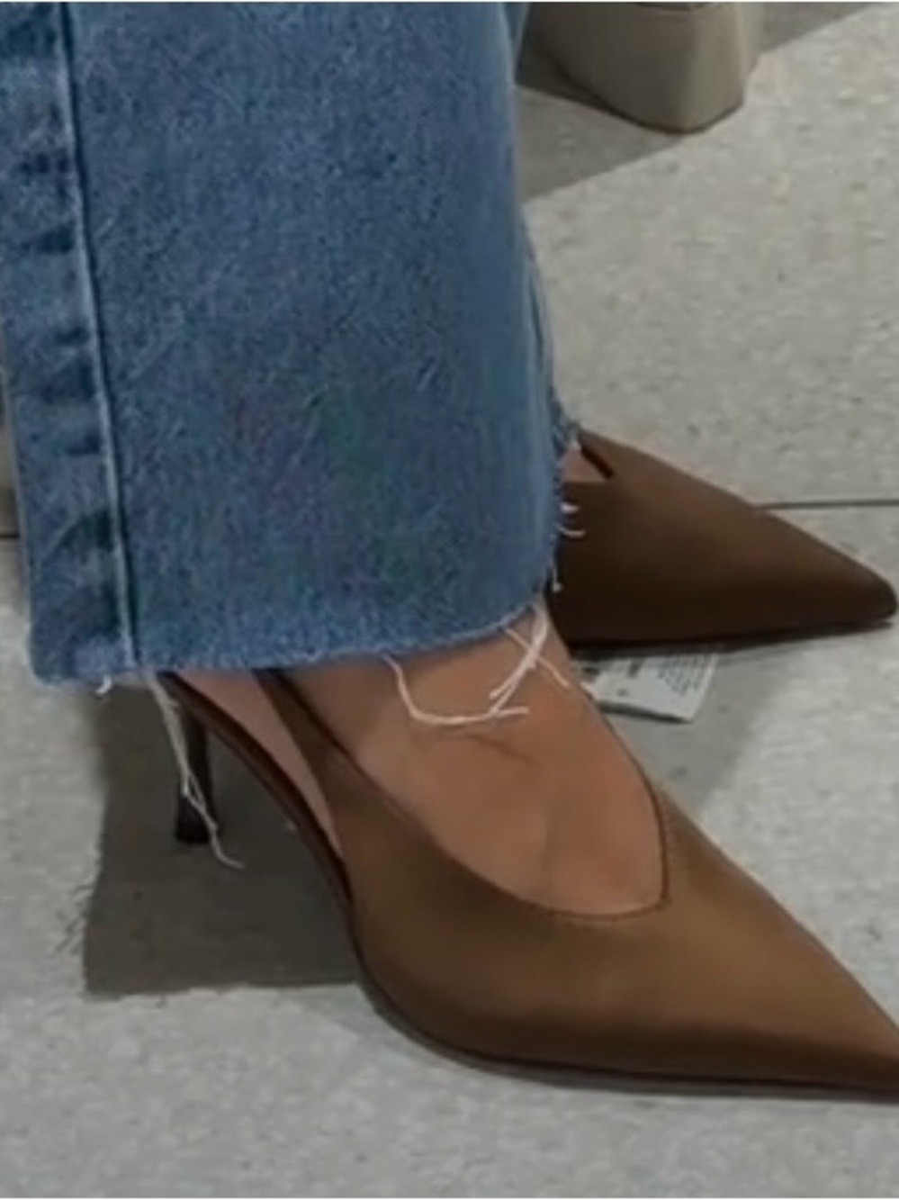 Zara Brown Pointed Slingback Heels size size 37